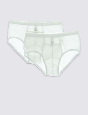 2 Pack Pure Cotton Horizontal Fly Front Briefs with StayNEW&trade;